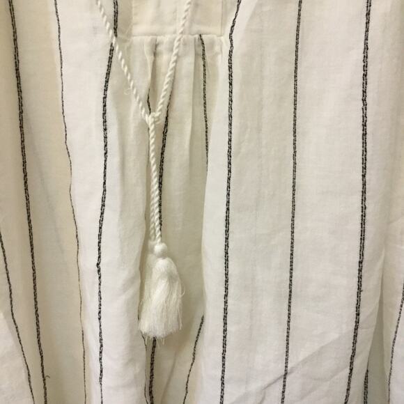 Joie White and Black Striped Peasant Tassel Top - Picture 5 of 15